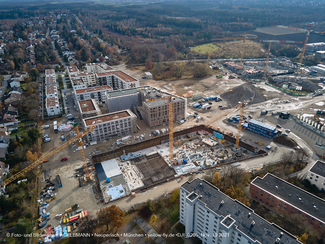 19.11.2021 - Luftbilder von der Baustelle Alexisquartier und Pandion Verde in Neuperlach